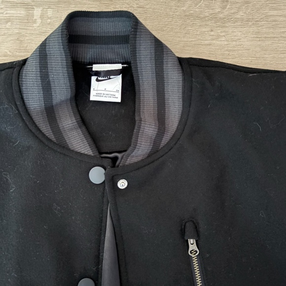 Nike Oversized Wool Destroyer Leather Varsity Jacket Black Small - Picture 5 of 6